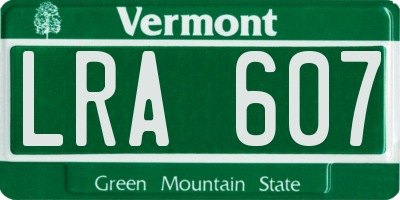 VT license plate LRA607