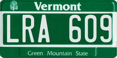 VT license plate LRA609