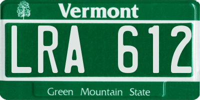 VT license plate LRA612