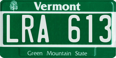 VT license plate LRA613