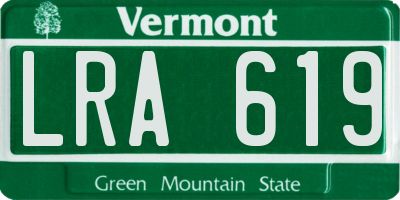 VT license plate LRA619