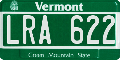 VT license plate LRA622