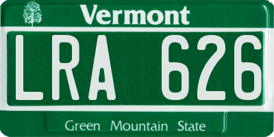 VT license plate LRA626