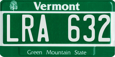 VT license plate LRA632