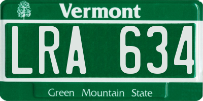 VT license plate LRA634