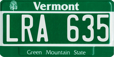VT license plate LRA635