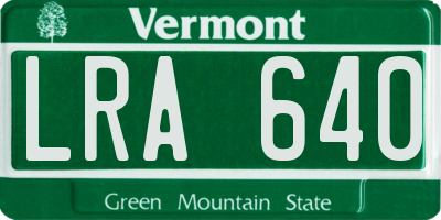 VT license plate LRA640