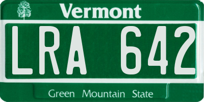 VT license plate LRA642