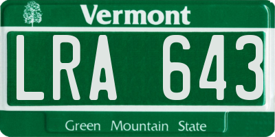 VT license plate LRA643