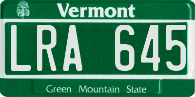 VT license plate LRA645
