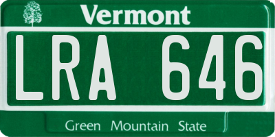 VT license plate LRA646