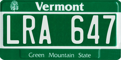 VT license plate LRA647