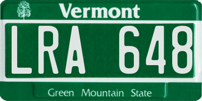 VT license plate LRA648