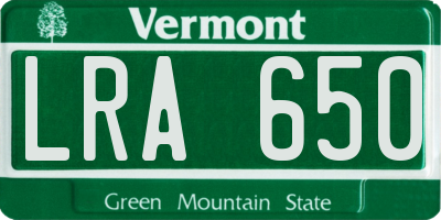 VT license plate LRA650