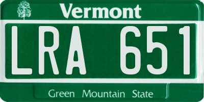 VT license plate LRA651