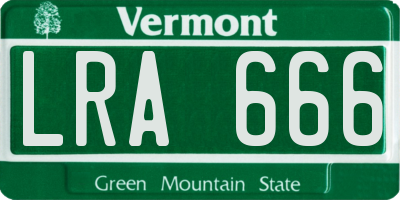 VT license plate LRA666