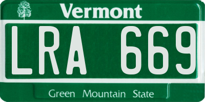 VT license plate LRA669