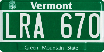 VT license plate LRA670