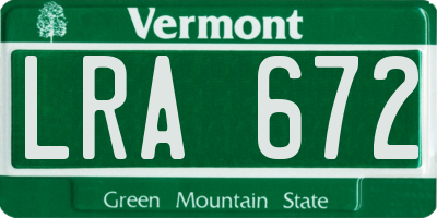 VT license plate LRA672
