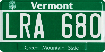 VT license plate LRA680