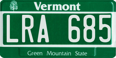 VT license plate LRA685