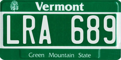 VT license plate LRA689
