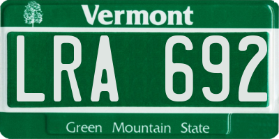 VT license plate LRA692