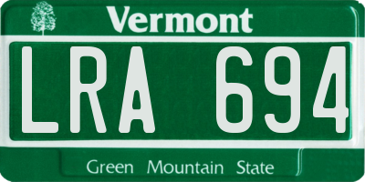 VT license plate LRA694