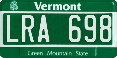 VT license plate LRA698