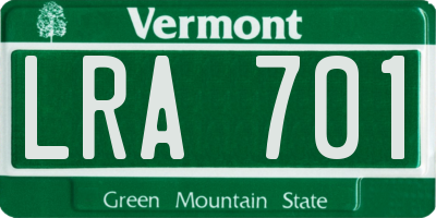 VT license plate LRA701