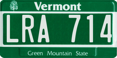 VT license plate LRA714