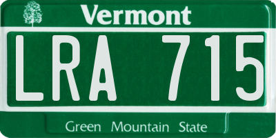 VT license plate LRA715