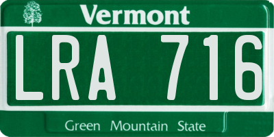 VT license plate LRA716