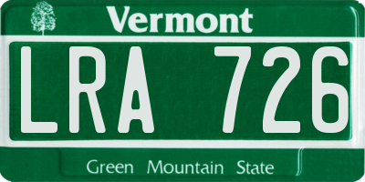 VT license plate LRA726