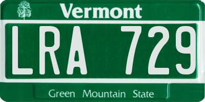 VT license plate LRA729