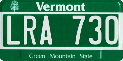 VT license plate LRA730