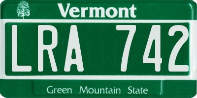 VT license plate LRA742