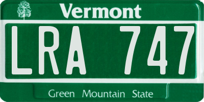VT license plate LRA747