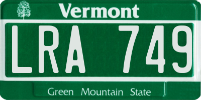 VT license plate LRA749