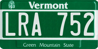VT license plate LRA752