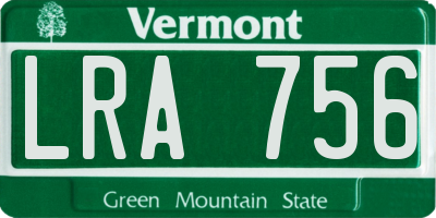 VT license plate LRA756