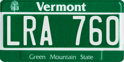 VT license plate LRA760