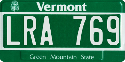 VT license plate LRA769