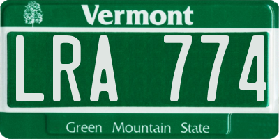 VT license plate LRA774