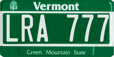 VT license plate LRA777