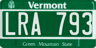 VT license plate LRA793