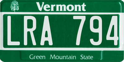 VT license plate LRA794