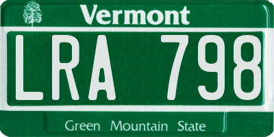 VT license plate LRA798