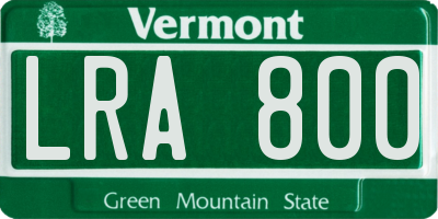 VT license plate LRA800