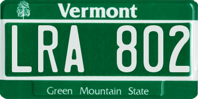 VT license plate LRA802